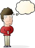 cartoon worried man with thought bubble vector