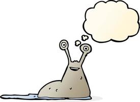 cartoon slug with thought bubble vector