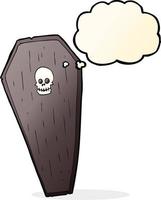 spooky cartoon coffin with thought bubble vector