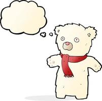 cartoon cute polar bear with thought bubble vector