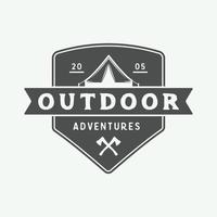 Vintage camping outdoor and adventure logo, badge, labels, emblem, mark. Graphic Art. Vector Illustration.