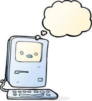 cartoon old computer with thought bubble vector