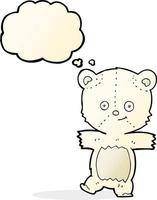 caricatura, lindo, oso polar, con, burbuja del pensamiento vector