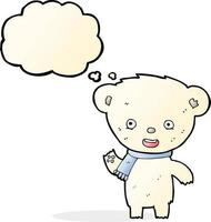 cartoon cute polar bear with thought bubble vector