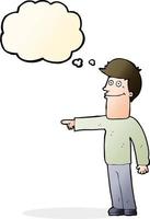 cartoon man pointing with thought bubble vector