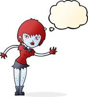 cartoon vampire girl welcoming with thought bubble vector