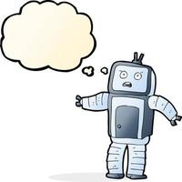 cartoon funny robot with thought bubble vector