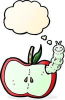 cartoon apple with bug with thought bubble vector