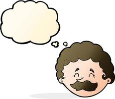 cartoon man with mustache with thought bubble vector