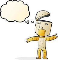 cartoon funny robot with thought bubble vector