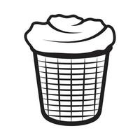 Vintage retro laundry bucket. Can be used like emblem, logo, badge, label. mark, poster or print. Monochrome Graphic Art. Vector Illustration. Engraving woodcut