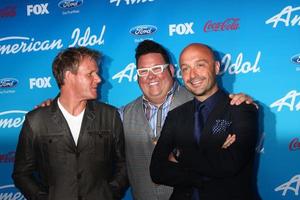 LOS ANGELES, MAR 7 -  Chefs Gordon Ramsay, Graham Elliott, and Vineyard owner and restaurateur Joe Bastianich arrives at the 2013 American Idol Finalists Party at the The Grove on March 7, 2013 in Los Angeles, CA photo