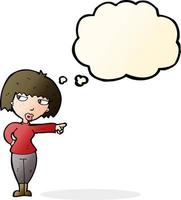 cartoon annoyed woman pointing with thought bubble vector