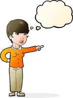 cartoon woman pointing finger of blame with thought bubble vector