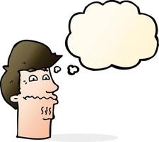 cartoon nervous man with thought bubble vector