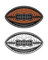 Pelota de rugby de fútbol americano de xilografía retro vintage. se puede usar como emblema, logotipo, insignia, etiqueta. marca, cartel o impresión. arte gráfico monocromático. vector. vector