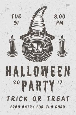 Vintage retro halloween scary poster with skull and cross scythes. Monochrome Graphic Art. Illustration. Vector.