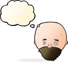 cartoon shocked man with beard with thought bubble vector