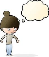 cartoon woman staring with thought bubble vector