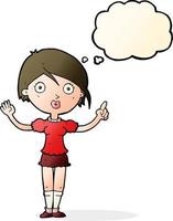 cartoon girl asking question with thought bubble vector