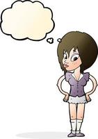 cartoon woman with hands on hips with thought bubble vector