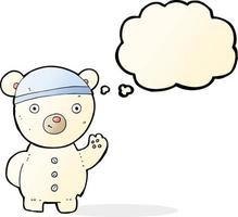 cartoon polar bear cub with thought bubble vector