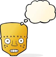 cartoon robot head with thought bubble vector