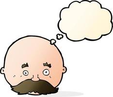 cartoon bald man with mustache with thought bubble vector