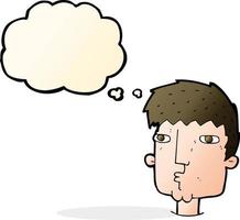 cartoon curious man with thought bubble vector