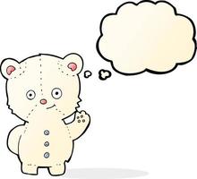 cartoon waving polar bear cub with thought bubble vector