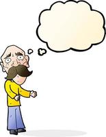 cartoon lonely old man with thought bubble vector