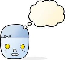 cartoon robot head with thought bubble vector