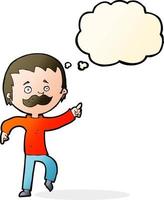 cartoon man with mustache pointing with thought bubble vector