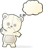 cute polar bear cartoon with thought bubble vector