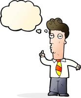 cartoon bored man asking question with thought bubble vector