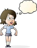 cartoon surprised woman with thought bubble vector