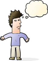 cartoon confused man with thought bubble vector
