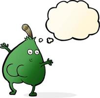 a nice pear cartoon with thought bubble vector