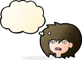 cartoon shocked expression  with thought bubble vector