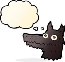 cartoon wolf head with thought bubble vector