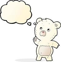 cartoon curious polar bear with thought bubble vector