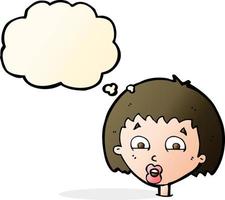 cartoon shocked expression  with thought bubble vector