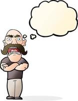 cartoon angry man with thought bubble vector