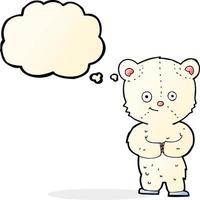 cartoon teddy polar bear cub with thought bubble vector
