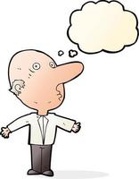 cartoon confused middle aged man with thought bubble vector