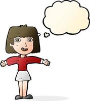 cartoon excited woman with thought bubble vector