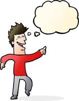 cartoon man pointing and laughing with thought bubble vector