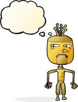 cartoon robot with thought bubble vector