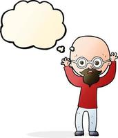 cartoon stressed bald man with thought bubble vector