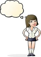 cartoon woman with hands on hips with thought bubble vector